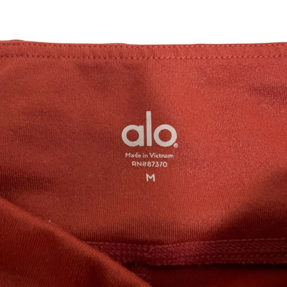 Alo Yoga Sz Medium Edge Sunbaked Capri Airbrush Crop Leggings Burnt Orange Pants